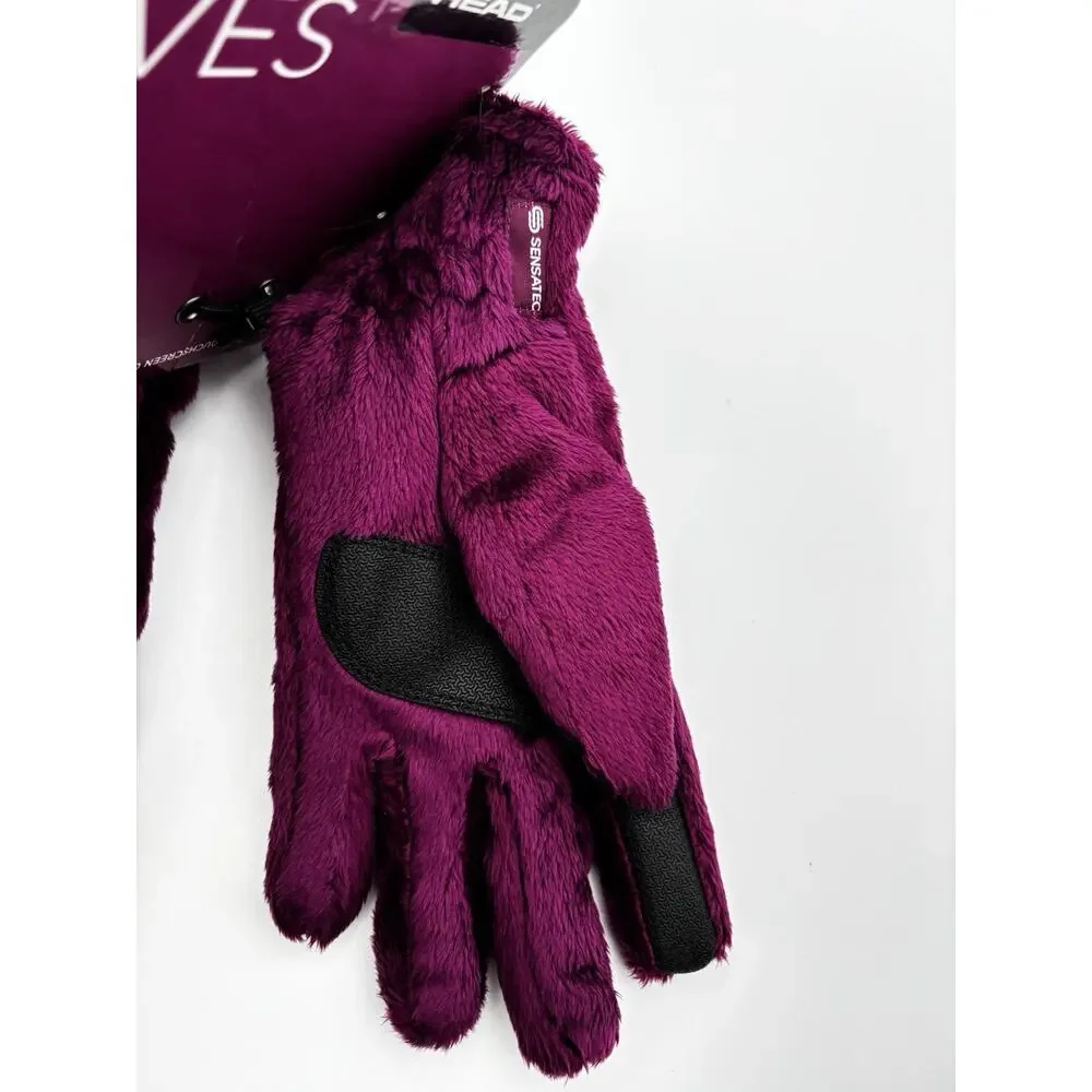 New. Head Sensatec Gloves Purple Medium Women's Faux Fur With Grip New With Tags